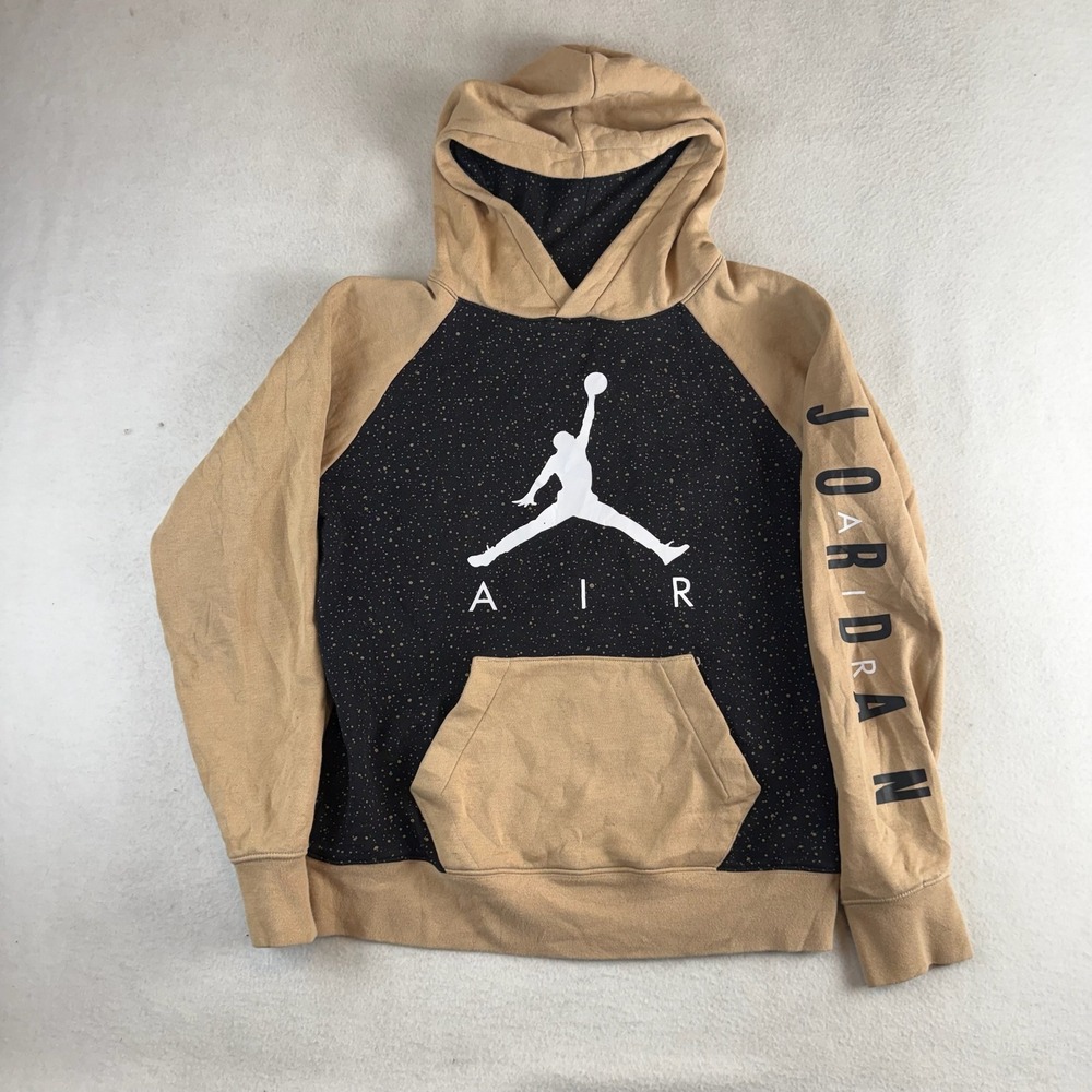 Jordan Kids Jumpman Air Speckled Pullover Hoodie Tan Black Large 12-13Y